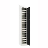 Probe PowerBox Locker — 16 Door, Sloping Top, USB-A + USB-C Charging — White Carcass / Black Doors