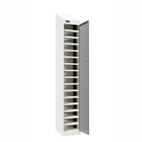 Probe PowerBox Locker — 16 Door, Sloping Top, 3-Pin Mains + USB-A + USB-C Charging — White Carcass / Silver Doors