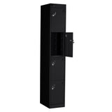 Probe PowerBox Locker — 4 Door, Flat Top, 3-Pin Mains + USB-A + USB-C Charging — Black Carcass / Black Doors