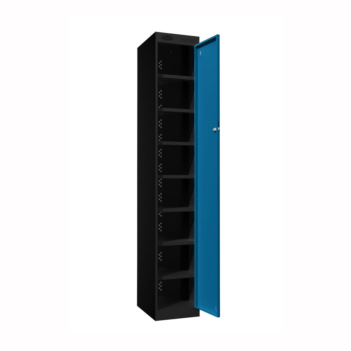 Probe PowerBox Locker — 8 Door, Flat Top, USB-A + USB-C Charging — Black Carcass / Blue Doors