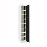 Probe PowerBox Locker — 8 Door, Flat Top, USB-A + USB-C Charging — White Carcass / Black Doors