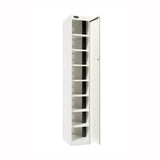 Probe PowerBox Locker — 8 Door, Flat Top, USB-A + USB-C Charging — White Carcass / White Doors
