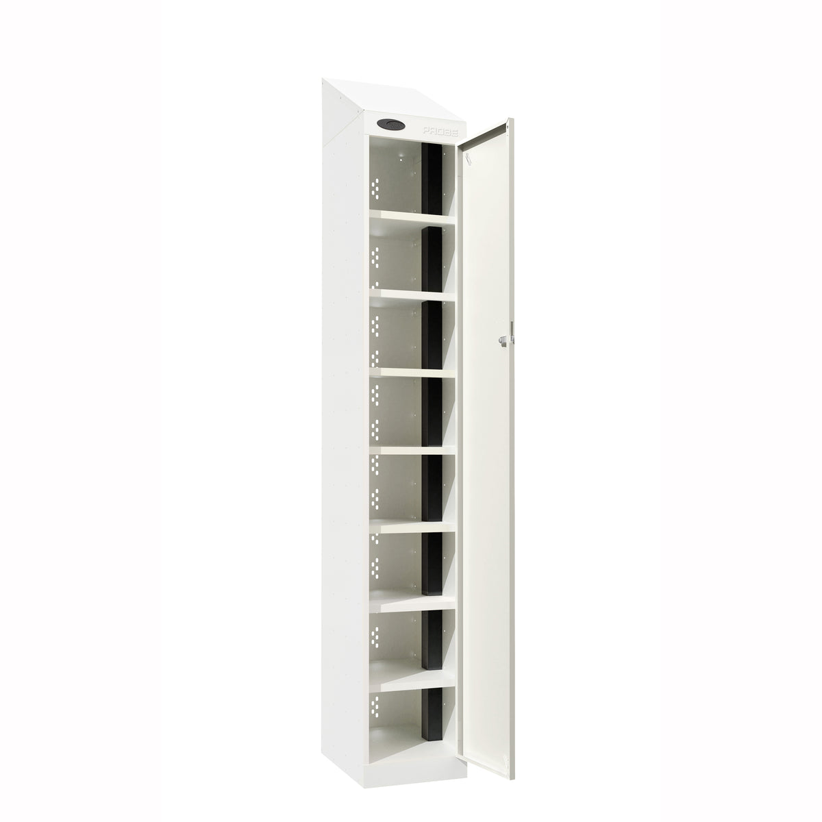 Probe PowerBox Locker — 8 Door, Sloping Top, USB-A + USB-C Charging — White Carcass / White Doors