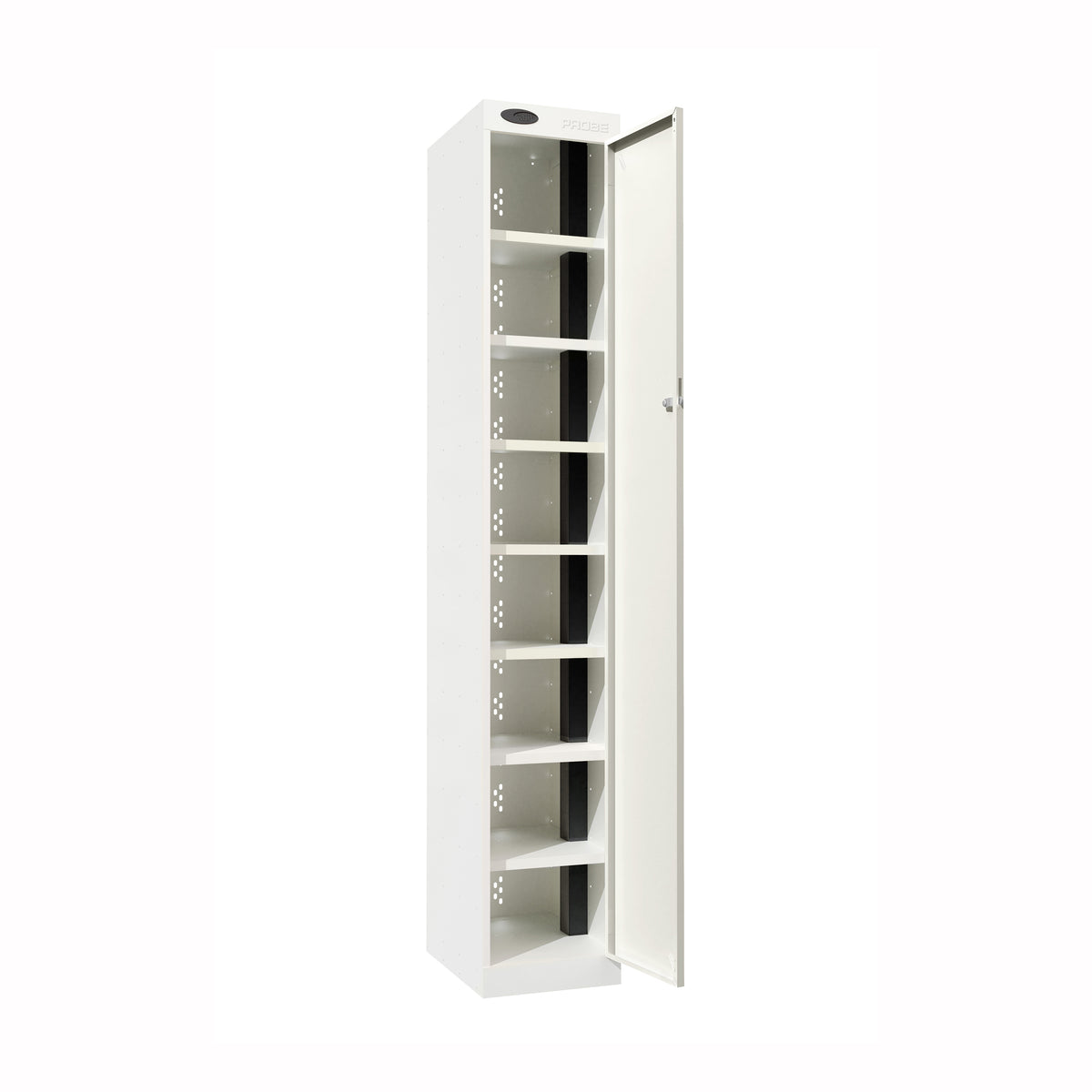 Probe PowerBox Locker — 8 Door, Flat Top, 3-Pin Mains + USB-A + USB-C Charging — White Carcass / White Doors