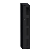 Probe Vision Panel Metric Locker — 1 Door, Sloping Top, 300mm — Black Carcass / Black Doors