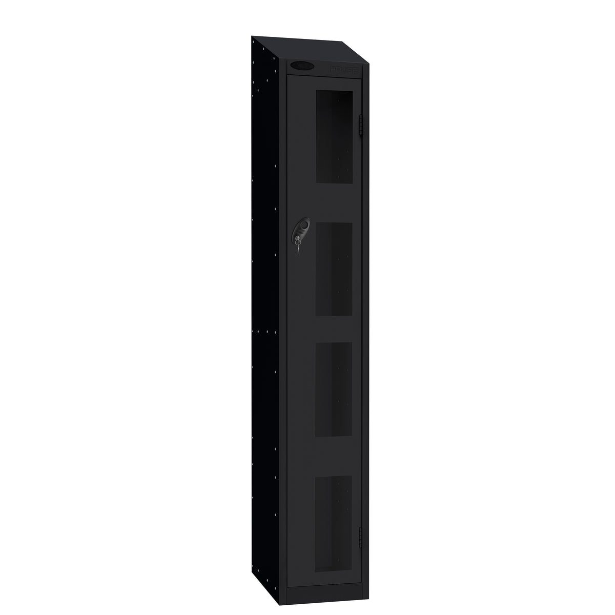 Probe Vision Panel Metric Locker — 1 Door, Wide Format (380-450mm) — Black Carcass / Black Doors