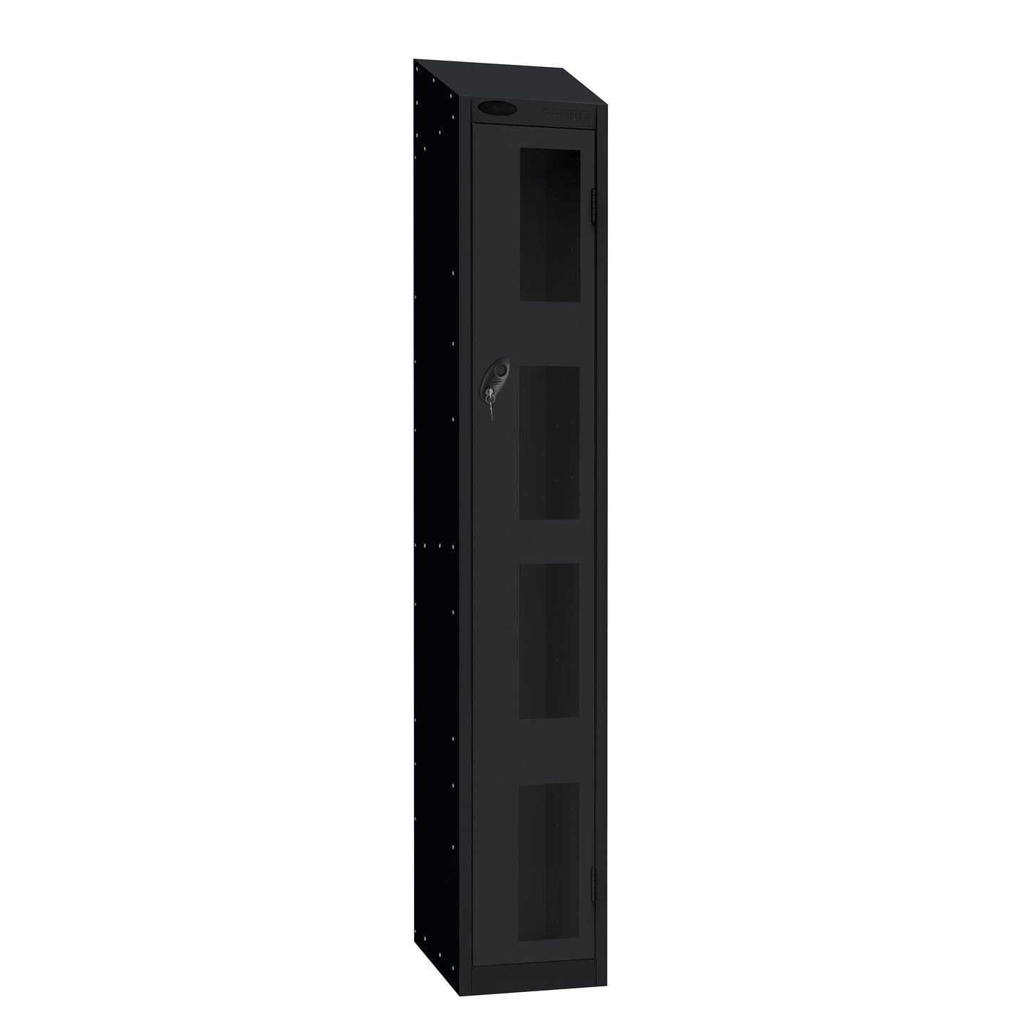 Probe Vision Panel Metric Locker — 1 Door, Wide Format (380-450mm) — Black Carcass / Black Doors