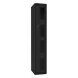 Probe Vision Panel Metric Locker — 1 Door, Flat Top, 300mm — Black Carcass / Black Doors