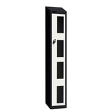 Probe Vision Panel Metric Locker — 1 Door, Wide Format (380-450mm) — Black Carcass / White Doors