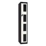 Probe Vision Panel Metric Locker — 1 Door, Flat Top, 300mm — Black Carcass / White Doors