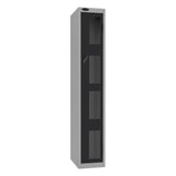 Probe Vision Panel Metric Locker — 1 Door, Flat Top, 300mm — Silver Carcass / Black Doors