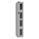 Probe Vision Panel Metric Locker — 1 Door, Flat Top, 300mm — Silver Carcass / Silver Doors