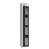 Probe Vision Panel Metric Locker — 1 Door, Wide Format (380-450mm) — White Carcass / Black Doors