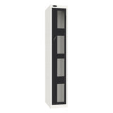 Probe Vision Panel Metric Locker — 1 Door, Flat Top, 300mm — White Carcass / Black Doors