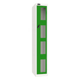 Probe Vision Panel Metric Locker — 1 Door, Flat Top, 300mm — White Carcass / Green Doors