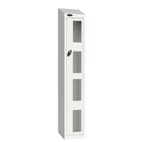 Probe Vision Panel Metric Locker — 1 Door, Sloping Top, 300mm — White Carcass / White Doors