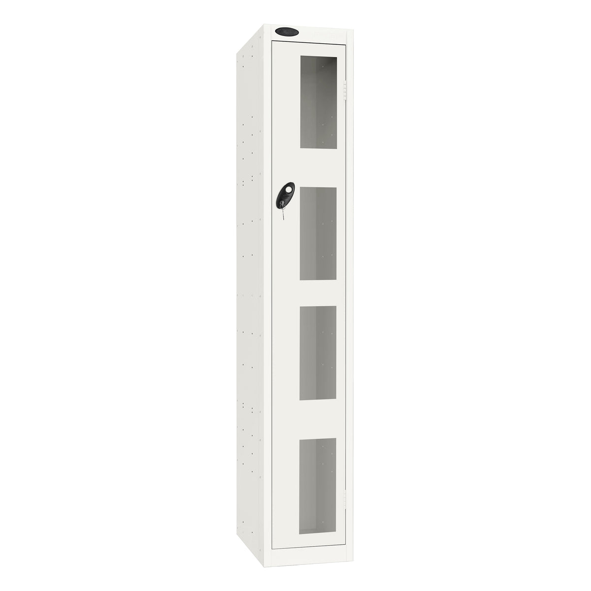 Probe Vision Panel Metric Locker — 1 Door, Flat Top, 300mm — White Carcass / White Doors