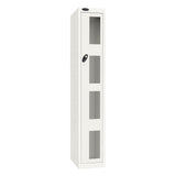 Probe Vision Panel Metric Locker — 1 Door, Flat Top, 300mm — White Carcass / White Doors