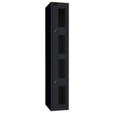 Probe Vision Panel Metric Locker — 2 Door, Flat Top, 300mm — Black Carcass / Black Doors