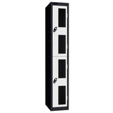 Probe Vision Panel Metric Locker — 2 Door, Flat Top, 300mm — Black Carcass / White Doors