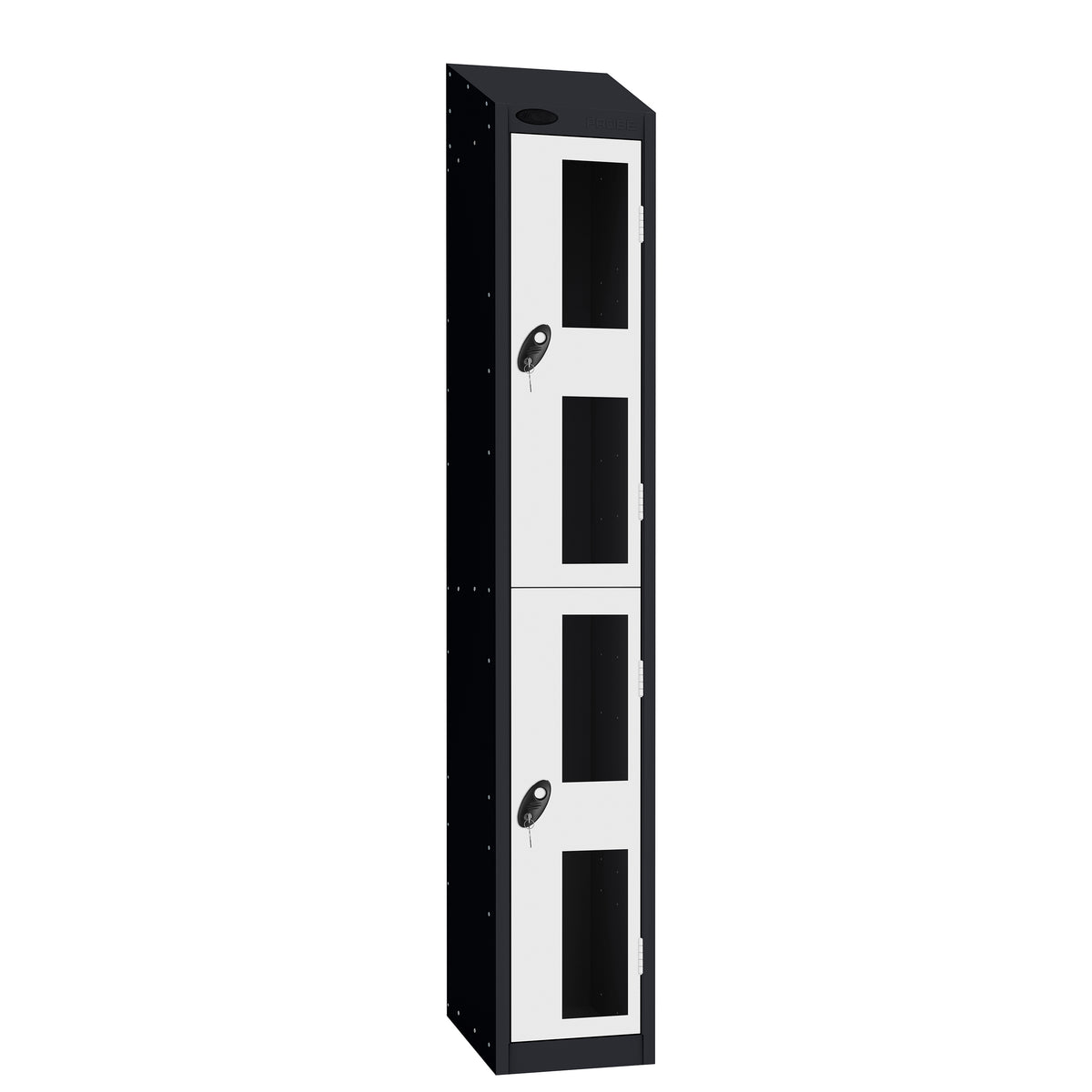 Probe Vision Panel Metric Locker — 2 Door, Wide Format (380-450mm) — Black Carcass / White Doors