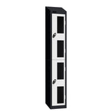 Probe Vision Panel Metric Locker — 2 Door, Wide Format (380-450mm) — Black Carcass / White Doors