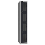 Probe Vision Panel Metric Locker — 2 Door, Flat Top, 300mm — Silver Carcass / Black Doors