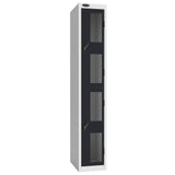 Probe Vision Panel Metric Locker — 2 Door, Flat Top, 300mm — White Carcass / Black Doors