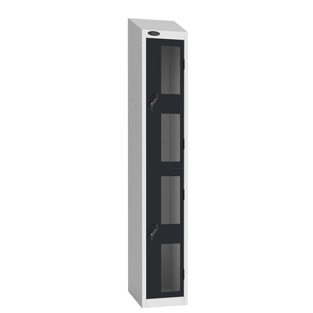 Probe Vision Panel Metric Locker — 2 Door, Wide Format (380-450mm) — White Carcass / Black Doors