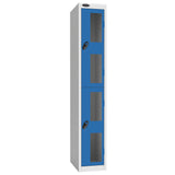 Probe Vision Panel Metric Locker — 2 Door, Flat Top, 300mm — White Carcass / Blue Doors
