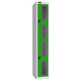 Probe Vision Panel Metric Locker — 2 Door, Flat Top, 300mm — White Carcass / Green Doors