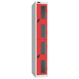 Probe Vision Panel Metric Locker — 2 Door, Flat Top, 300mm — White Carcass / Red Doors