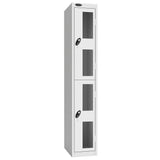Probe Vision Panel Metric Locker — 2 Door, Flat Top, 300mm — White Carcass / White Doors