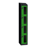 Probe Vision Panel Metric Locker — 4 Door, Wide Format (380-450mm) — Black Carcass / Green Doors