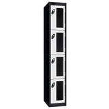 Probe Vision Panel Metric Locker — 4 Door, Flat Top, 300mm — Black Carcass / White Doors