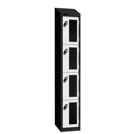 Probe Vision Panel Metric Locker — 4 Door, Wide Format (380-450mm) — Black Carcass / White Doors