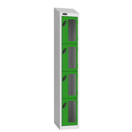 Probe Vision Panel Metric Locker — 4 Door, Wide Format (380-450mm) — White Carcass / Green Doors
