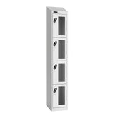 Probe Vision Panel Metric Locker — 4 Door, Wide Format (380-450mm) — White Carcass / White Doors