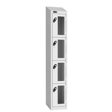 Probe Vision Panel Metric Locker — 4 Door, Wide Format (380-450mm) — White Carcass / White Doors