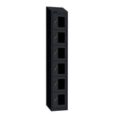 Probe Vision Panel Metric Locker — 6 Door, Wide Format (380-450mm) — Black Carcass / Black Doors