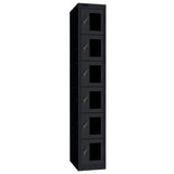 Probe Vision Panel Metric Locker — 6 Door, Flat Top, 300mm — Black Carcass / Black Doors