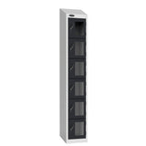 Probe Vision Panel Metric Locker — 6 Door, Wide Format (380-450mm) — White Carcass / Black Doors